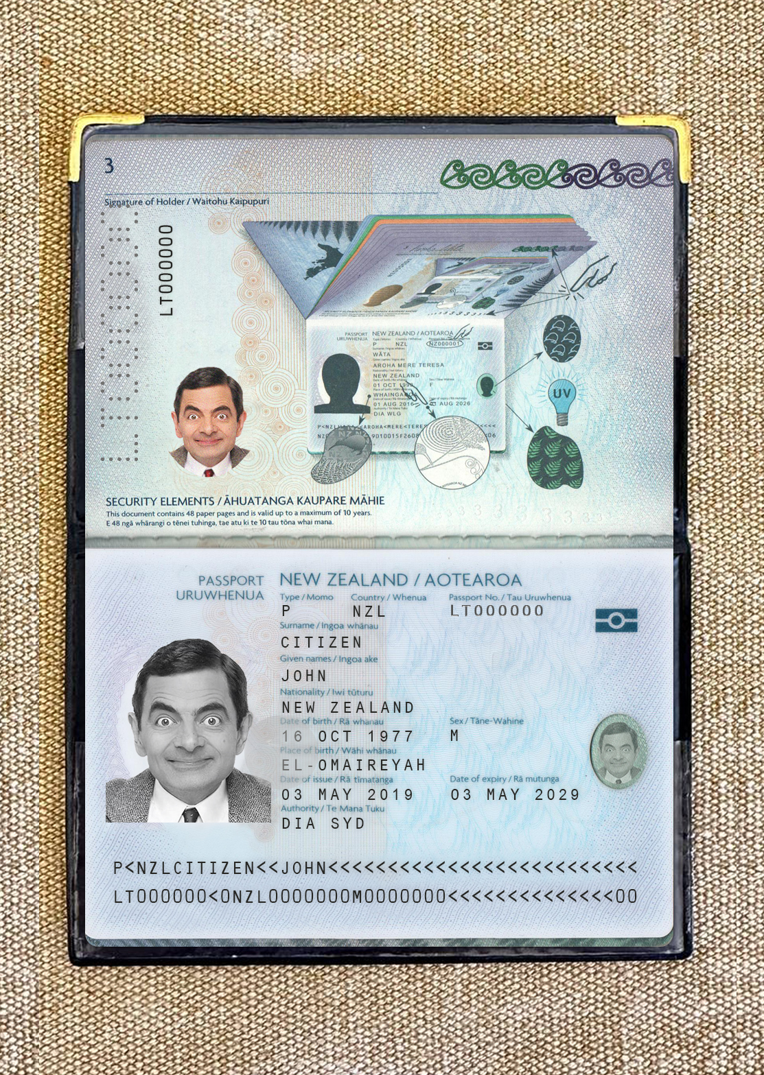 New Zealand passport 2019 present photolook PSD template